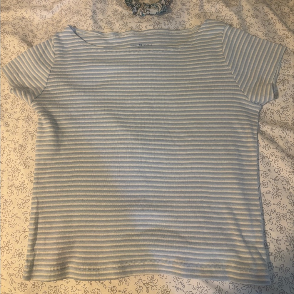 Brandy Melville Light Blue and White Striped Top